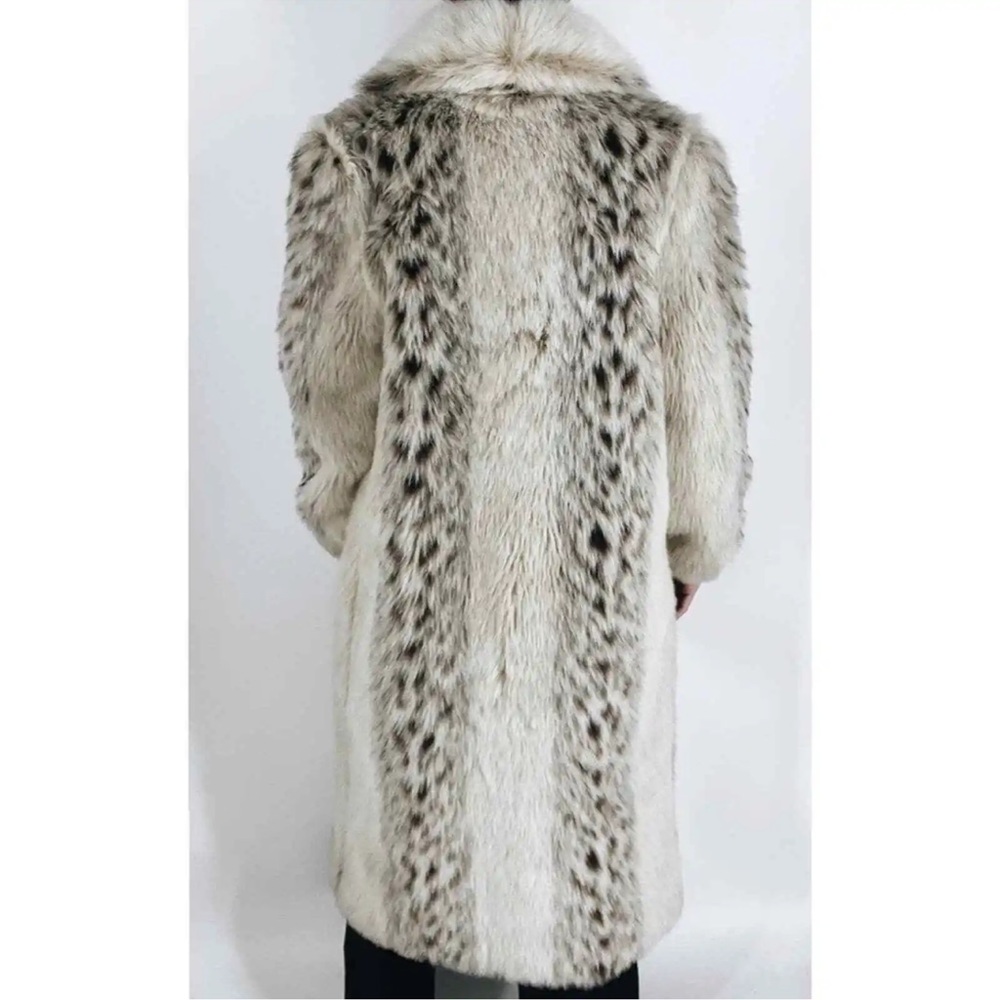 Vintage long faux fur leopard cheetah print coat